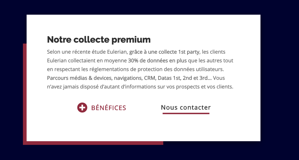 Description des offres de Eulerian sur leur site - Copie d'écran